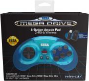 retro-bit 8-Button Arcade Pad 2.4GHz Wireless (Clear Blue)