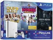 PS4 Slim 500 Go - Pack PlayLink Qui es-tu ? + Knowledge is Power + Hidden Agenda (Glacier White)